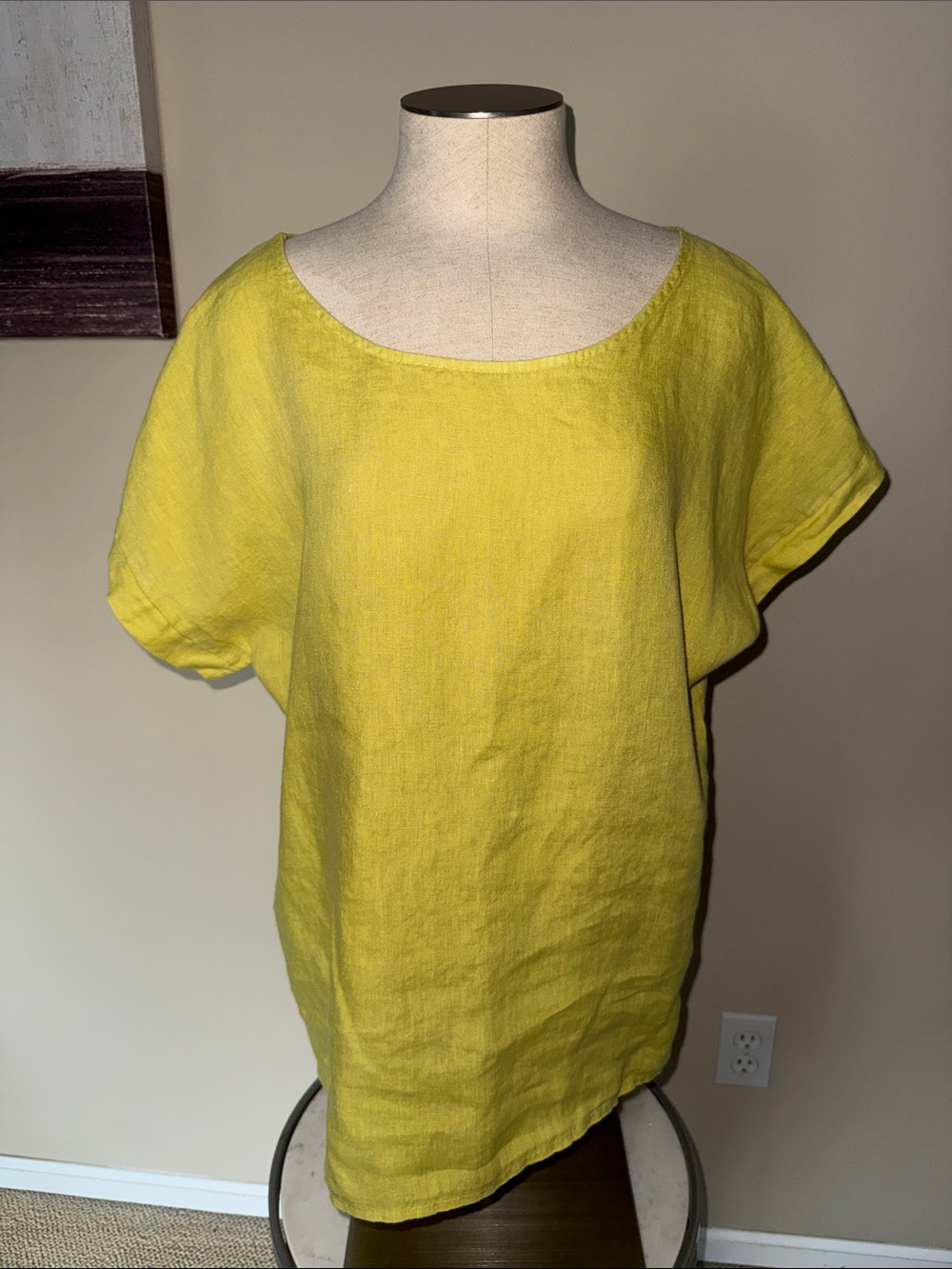 Lightweight Yellow Scoop-Neck Linen Tunic
